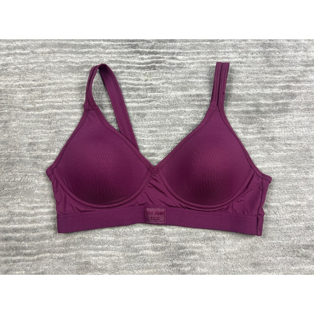 Steve Madden Bra Womens 36B Purple Ribbed Wireless Lightly Padded Logo Band